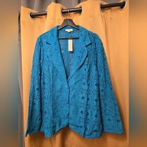 New Adiva 24w turquoise lace blazer